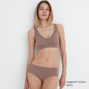 Women Uniqlo Wireless Ultra Relax Bras Brown | 7258097