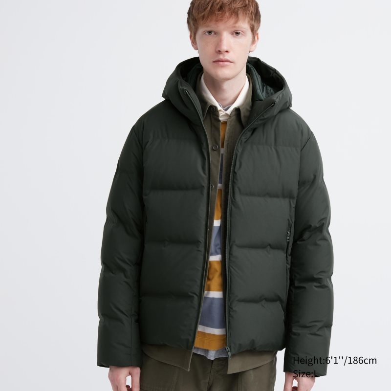 Men Uniqlo 3d Cut Seamless Down Parka Green | 6174721