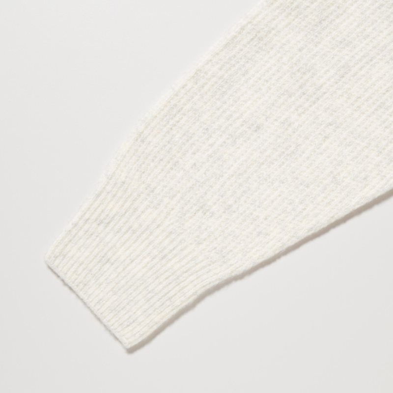 Men Uniqlo 3d Knit Souffle Yarn Mock Neck Sweaters White | 8629054