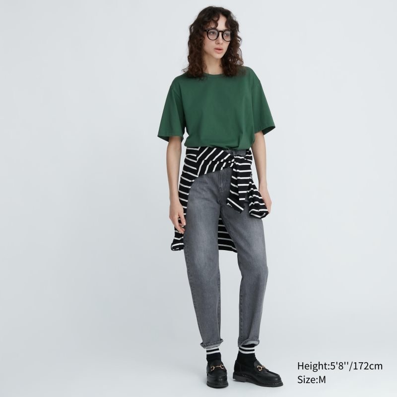 Men Uniqlo Airism Cotton Crew Neck T Shirts Green | 9465665
