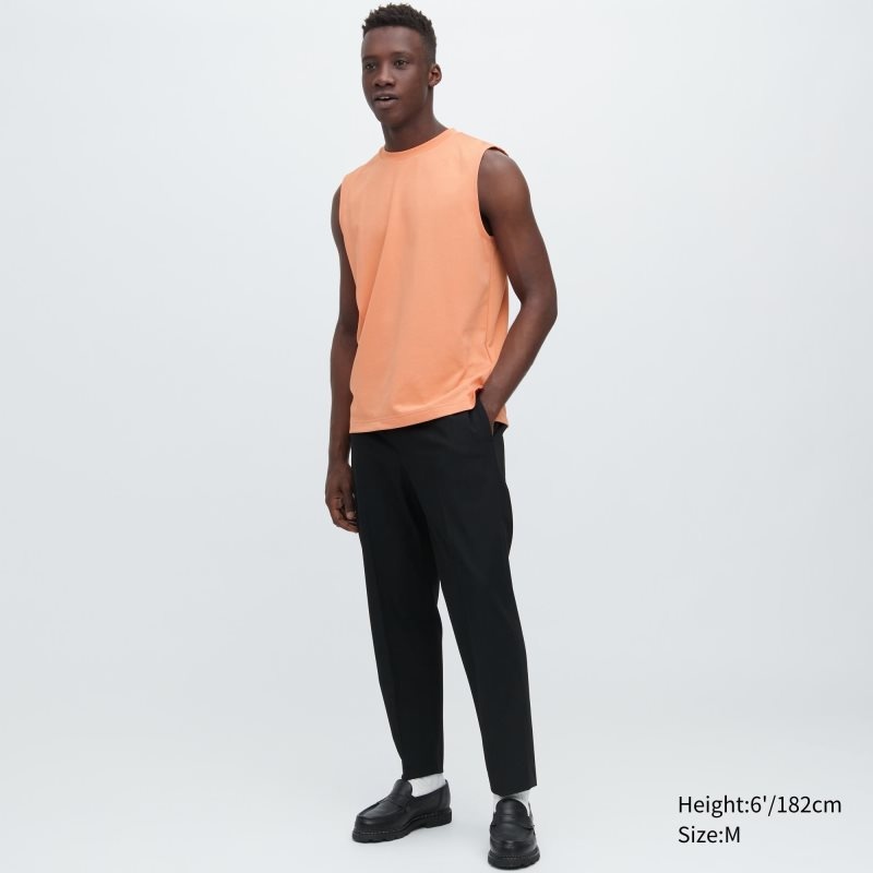 Men Uniqlo Airism Cotton Sleeveless T Shirts Orange | 3455705
