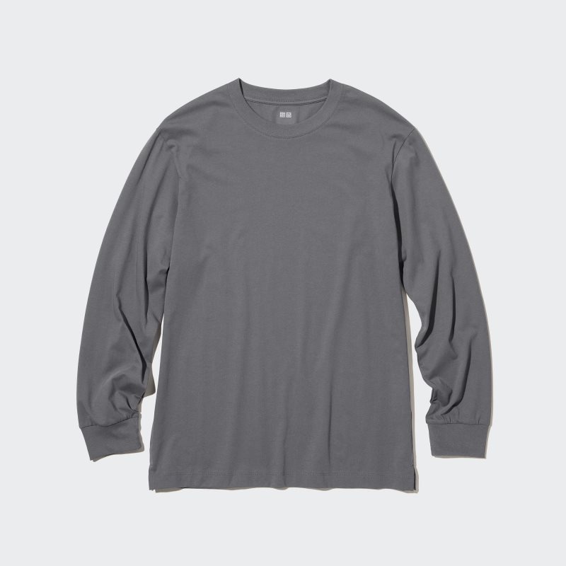 Men Uniqlo Airism Cotton Uv Protection Crew Neck T Shirts Grey | 1384701