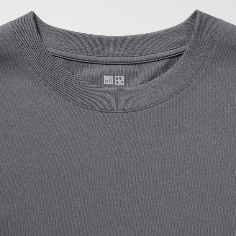 Men Uniqlo Airism Cotton Uv Protection Crew Neck T Shirts Grey | 1384701