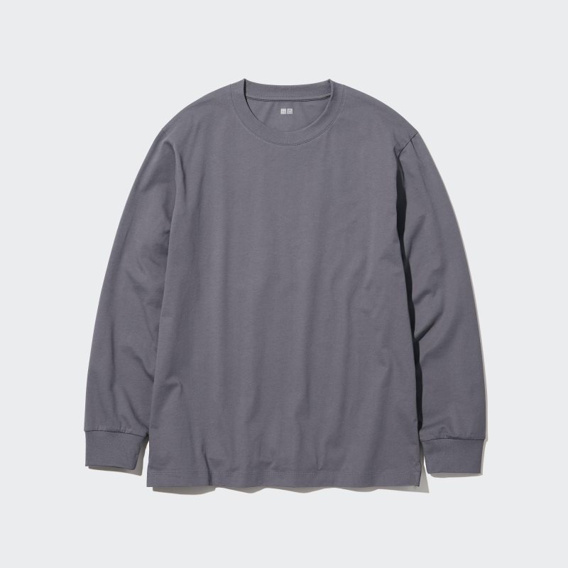 Men Uniqlo Airism Cotton Uv Protection Crew Neck T Shirts Grey | 3119523