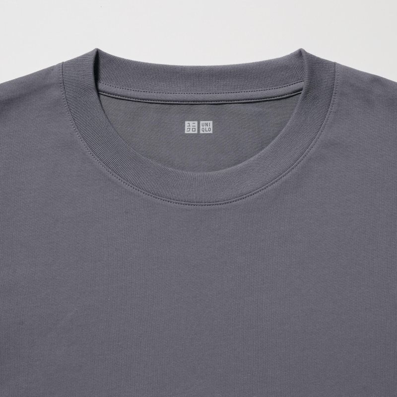 Men Uniqlo Airism Cotton Uv Protection Crew Neck T Shirts Grey | 3119523