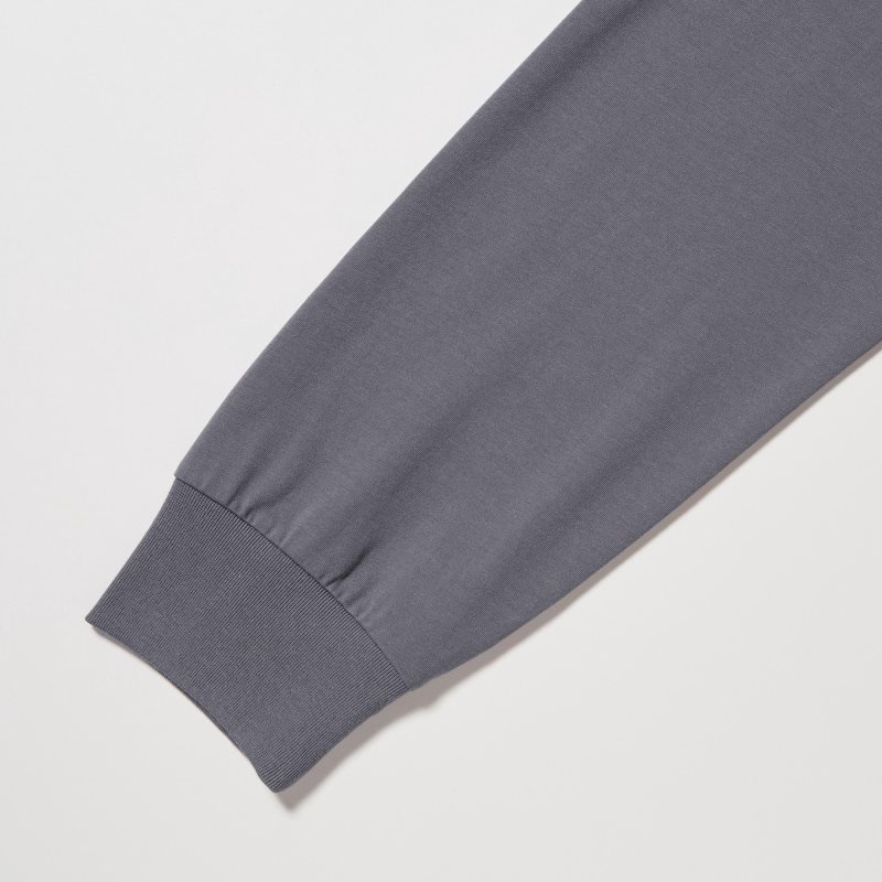 Men Uniqlo Airism Cotton Uv Protection Crew Neck T Shirts Grey | 3119523