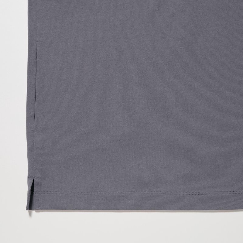 Men Uniqlo Airism Cotton Uv Protection Crew Neck T Shirts Grey | 3119523