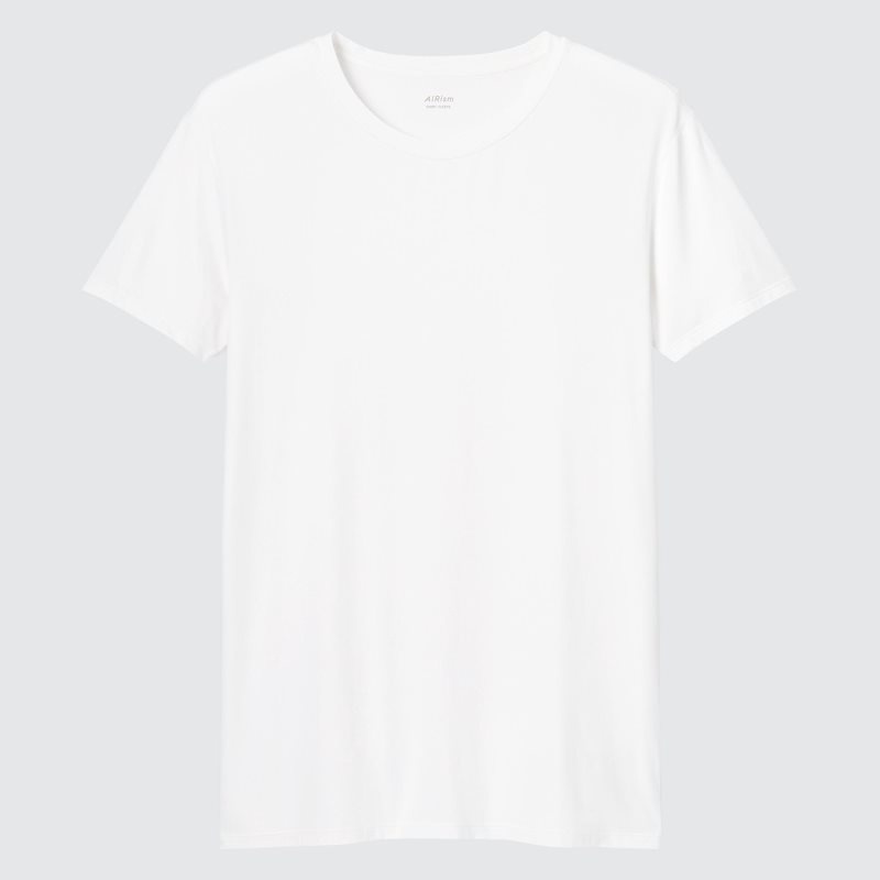 Men Uniqlo Airism Crew Neck Short-sleeve T Shirts White | 5534352