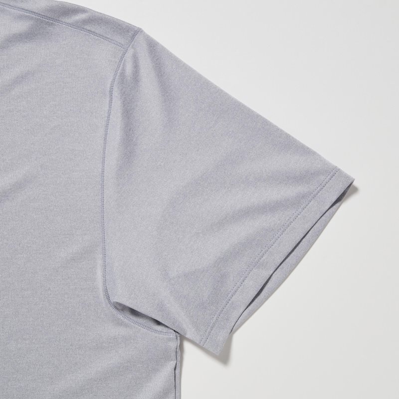 Men Uniqlo Airism Crew Neck Short-sleeve T Shirts Grey | 9755536