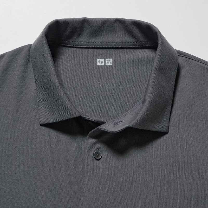 Men Uniqlo Airism Full Open Short-sleeve Polo Shirts Grey | 3593384