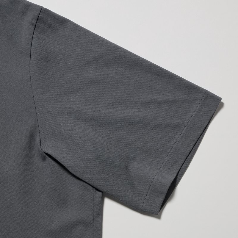 Men Uniqlo Airism Full Open Short-sleeve Polo Shirts Grey | 3593384