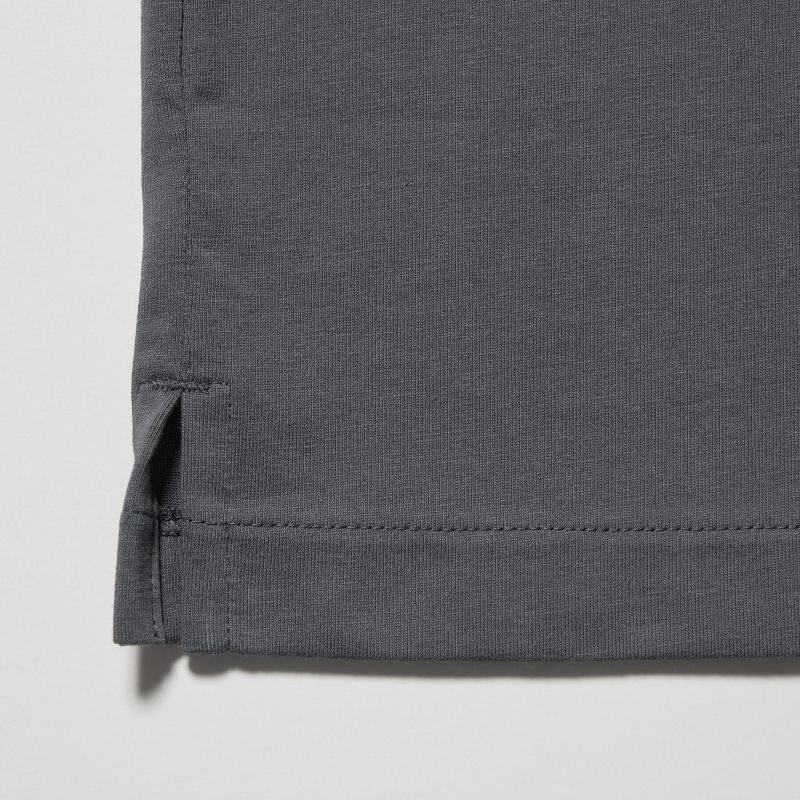 Men Uniqlo Airism Full Open Short-sleeve Polo Shirts Grey | 3593384