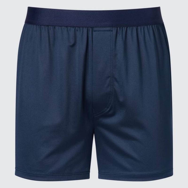 Men Uniqlo Airism Loose Fit Boxers Underwear Navy | 8706780