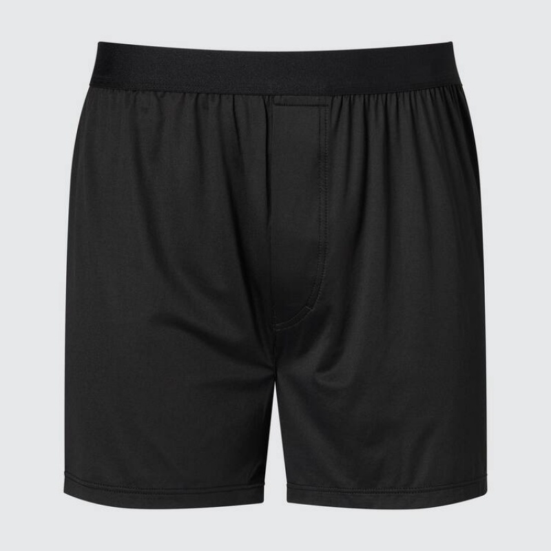 Men Uniqlo Airism Loose Fit Boxers Underwear Black | 1029076