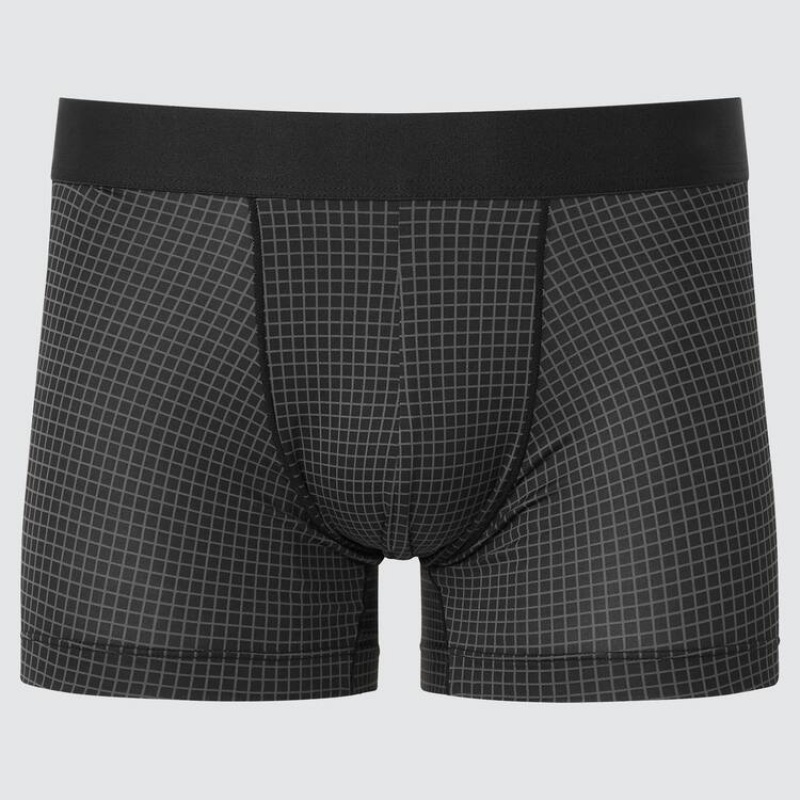 Men Uniqlo Airism Low Rise Checked Boxers Underwear Black | 3133210