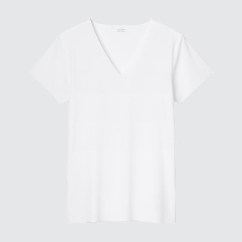 Men Uniqlo Airism Mesh Anti-odor V-neck T Shirts White | 9341977