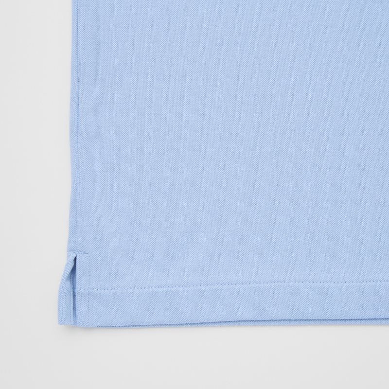 Men Uniqlo Airism Pique Short-sleeve Polo Shirts Blue | 7841618