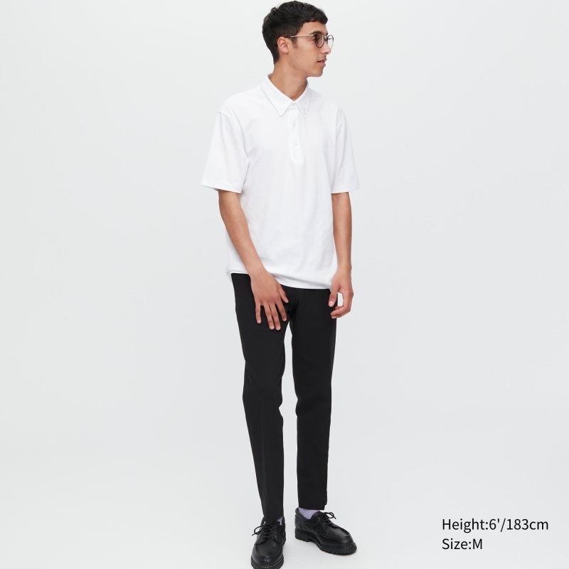 Men Uniqlo Airism Pique Short-sleeve Polo Shirts White | 8884445