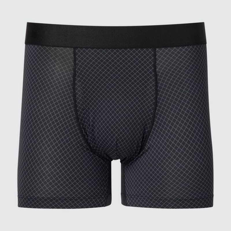 Men Uniqlo Airism Printed Boxers Underwear Black | 7232652