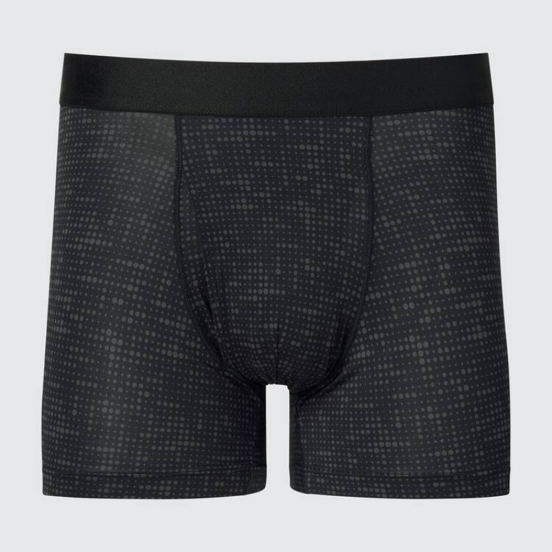 Men Uniqlo Airism Printed Boxers Underwear Black | 3532330
