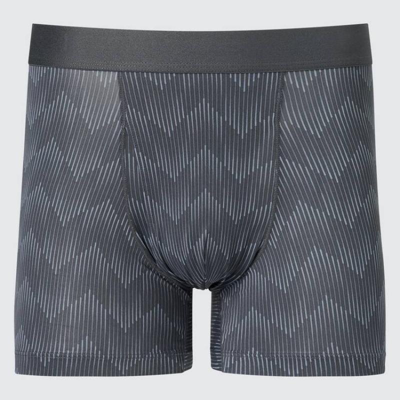 Men Uniqlo Airism Printed Boxers Underwear Grey | 7795548