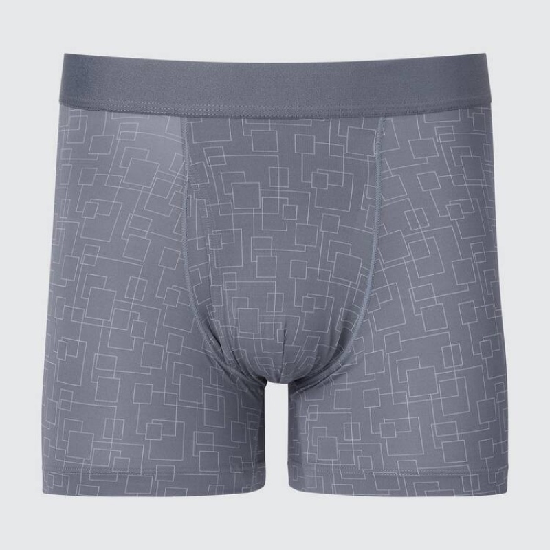 Men Uniqlo Airism Printed Boxers Underwear Grey | 2139956