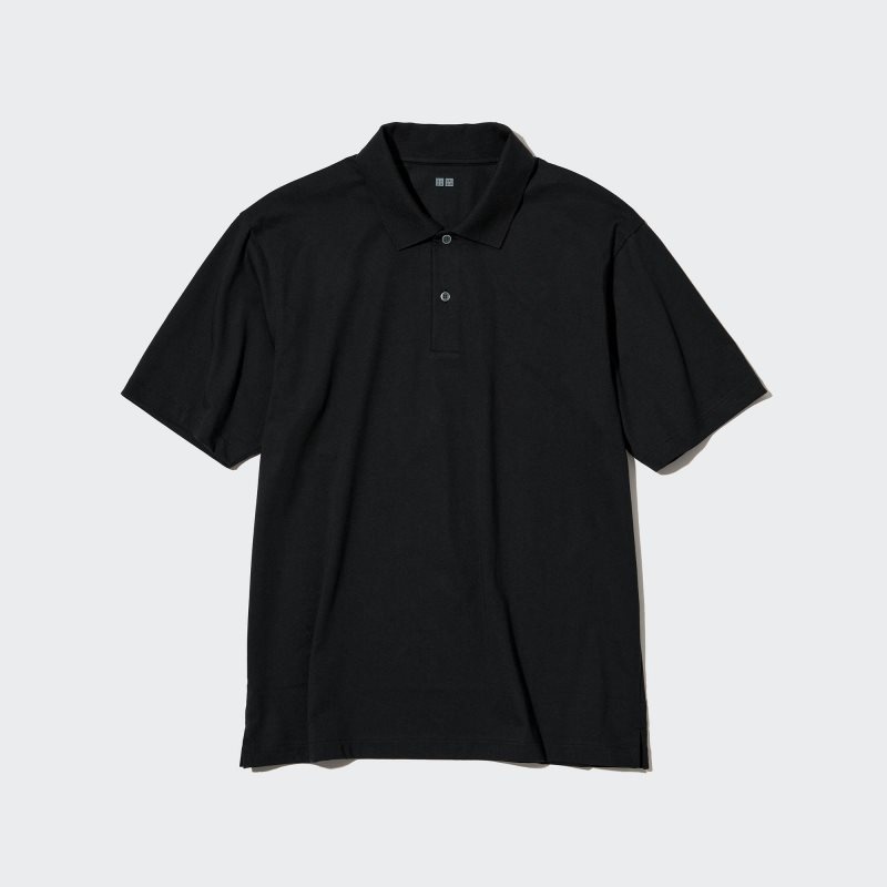 Men Uniqlo Airism Regular Collar Polo Shirts Black | 8730546