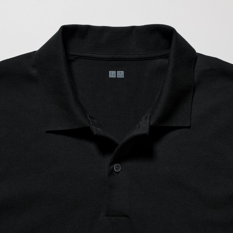 Men Uniqlo Airism Regular Collar Polo Shirts Black | 8730546