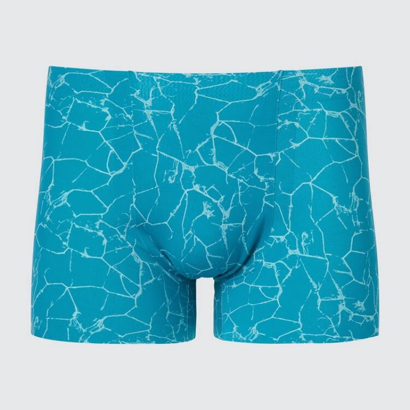 Men Uniqlo Airism Seamless Type Boxers Underwear Turquoise | 2316313
