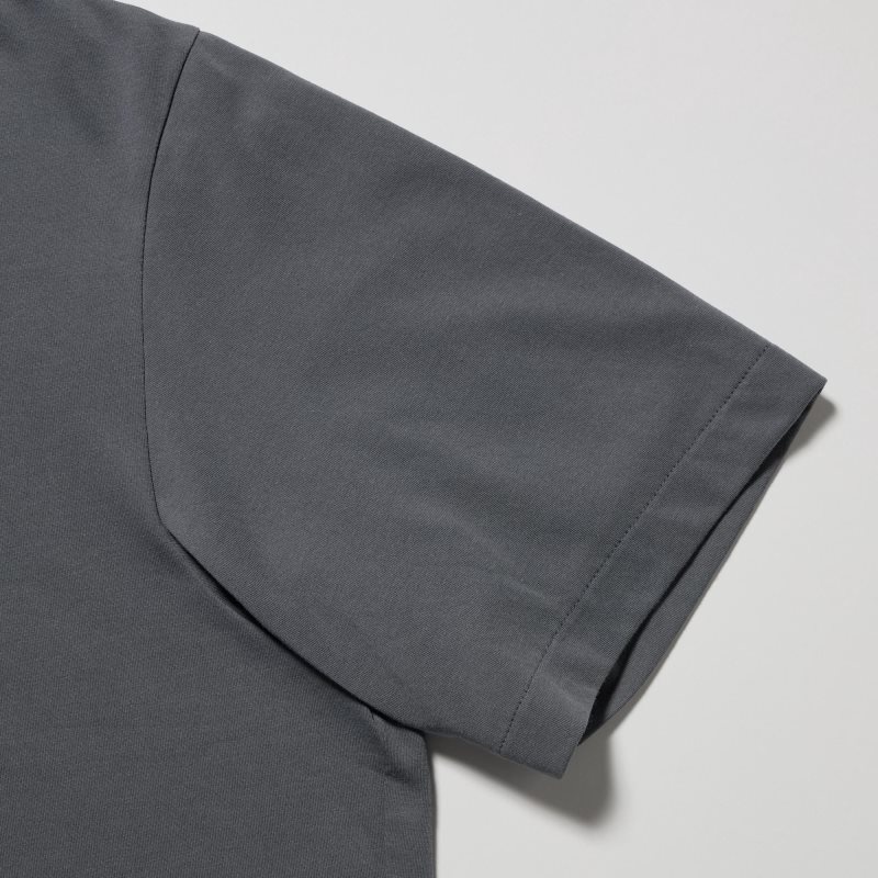 Men Uniqlo Airism Skipper Collar Polo Shirts Grey | 210948