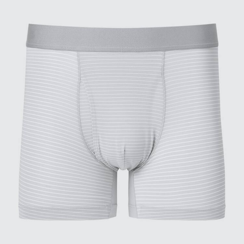Men Uniqlo Airism Striped Boxers Underwear White | 7787869