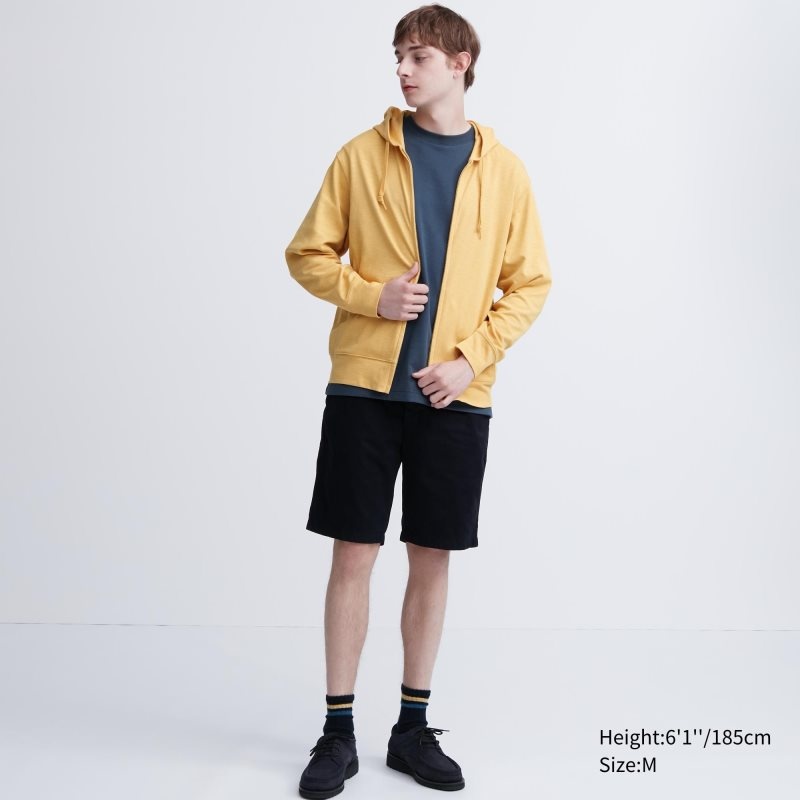 Men Uniqlo Airism Uv Protection Full-zip Hoodie Yellow | 6990971