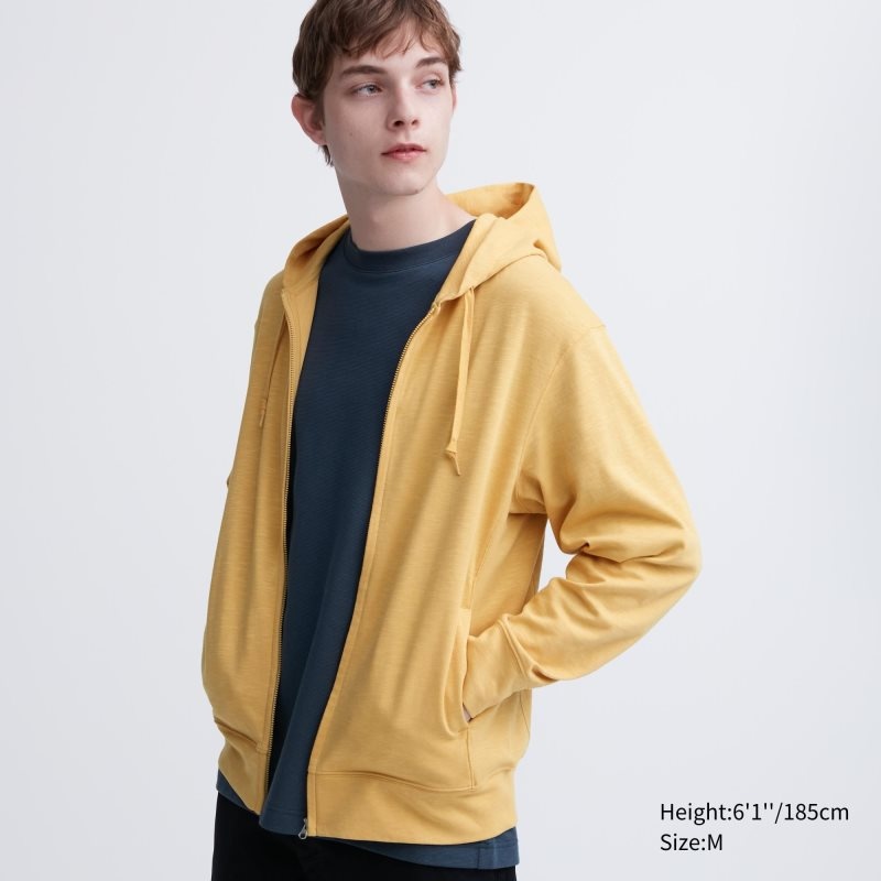 Men Uniqlo Airism Uv Protection Full-zip Hoodie Yellow | 6990971
