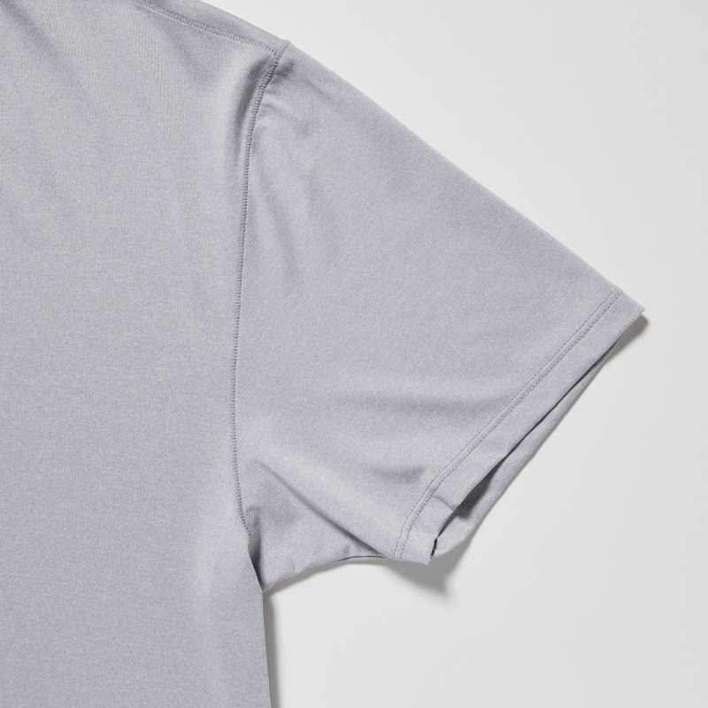 Men Uniqlo Airism V-neck Short-sleeve T Shirts Grey | 3699984