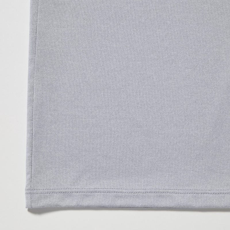 Men Uniqlo Airism V-neck Short-sleeve T Shirts Grey | 3699984
