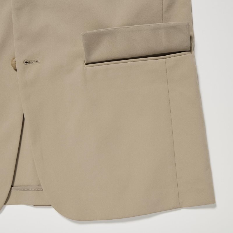 Men Uniqlo Airsense Cotton Like Ultra Light Jackets Beige | 9573853