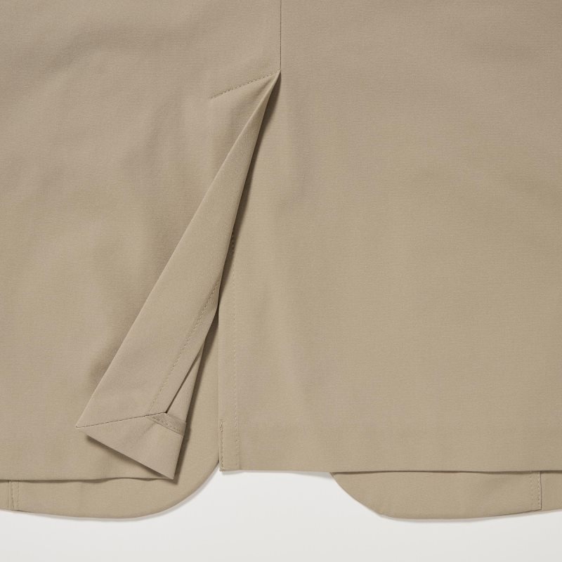 Men Uniqlo Airsense Cotton Like Ultra Light Jackets Beige | 9573853