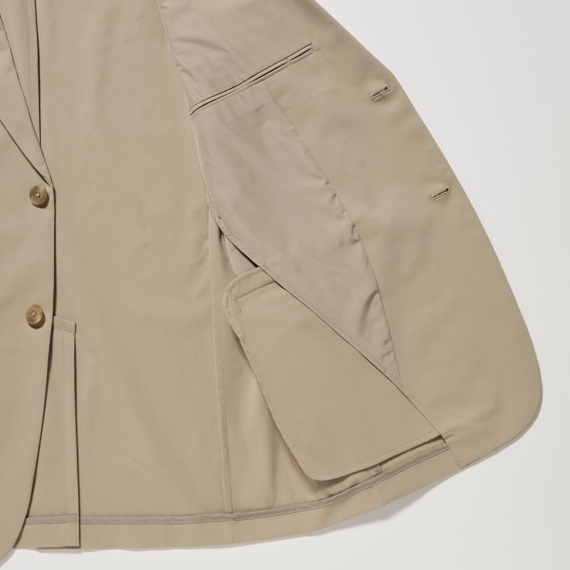 Men Uniqlo Airsense Cotton Like Ultra Light Jackets Beige | 9573853
