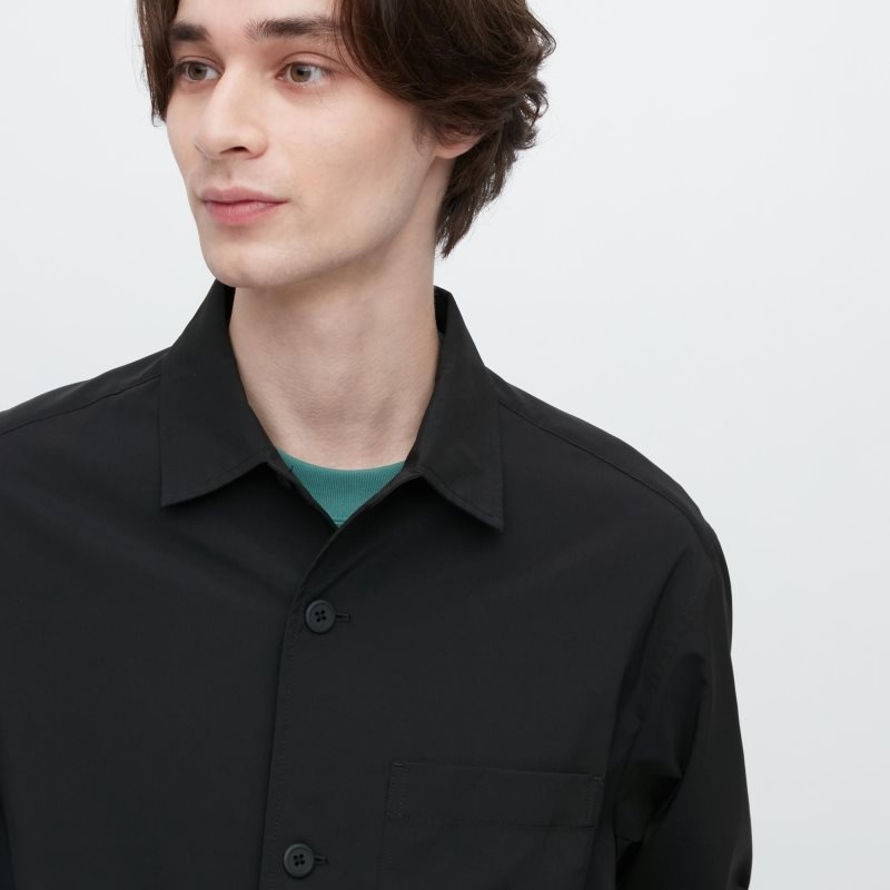 Men Uniqlo Airsense Shirt Ultra Light Shirt Jackets Black | 4694414