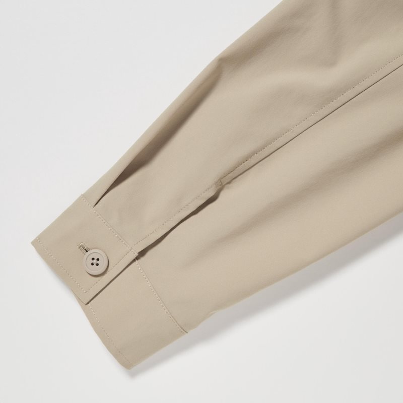 Men Uniqlo Airsense Shirt Ultra Light Shirt Jackets Beige | 2343673