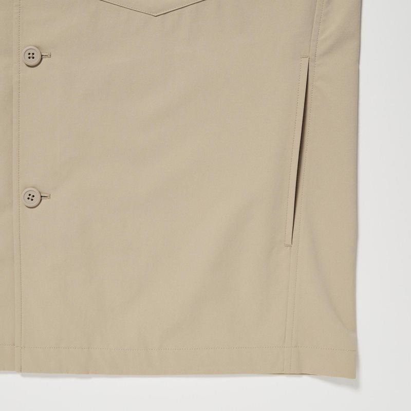 Men Uniqlo Airsense Shirt Ultra Light Shirt Jackets Beige | 2343673