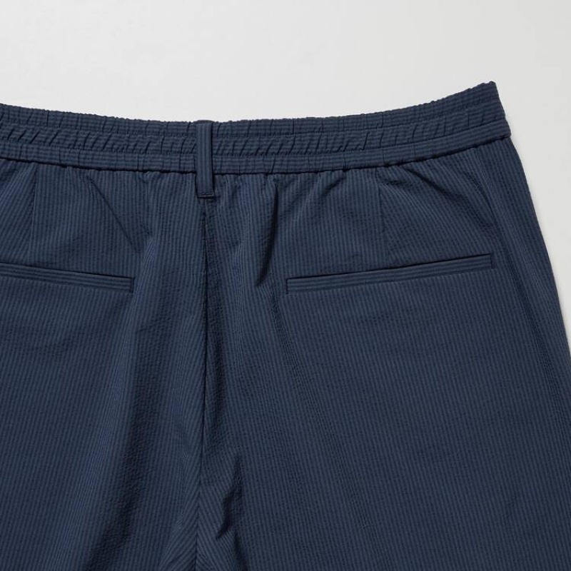 Men Uniqlo Airsense Ultra Light Seersucker Relaxed Fit Pants Navy | 7645527