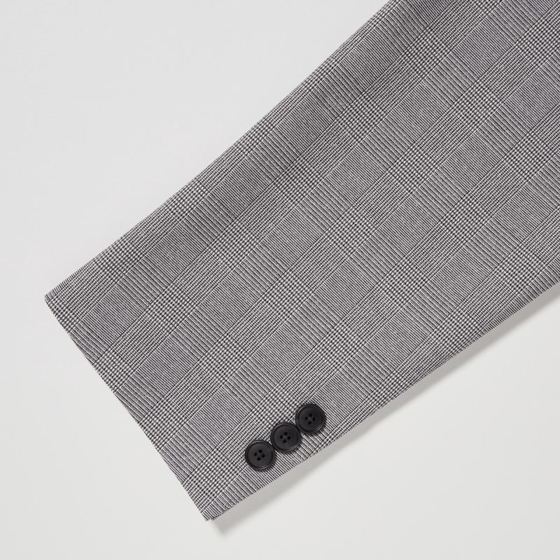 Men Uniqlo Airsense Wool Like Glen Check Ultra Light Jackets Grey | 3738501