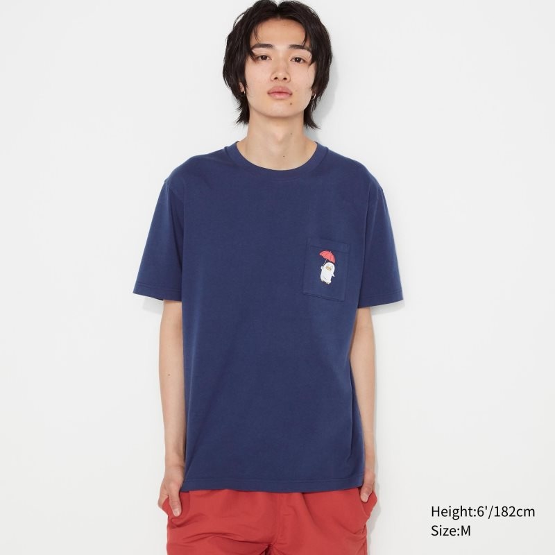 Men Uniqlo Anime Gintama Ut Short-sleeve Graphic T Shirts Navy | 1313318
