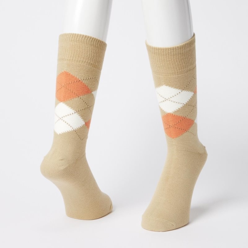 Men Uniqlo Argyle Socks Beige | 7527758