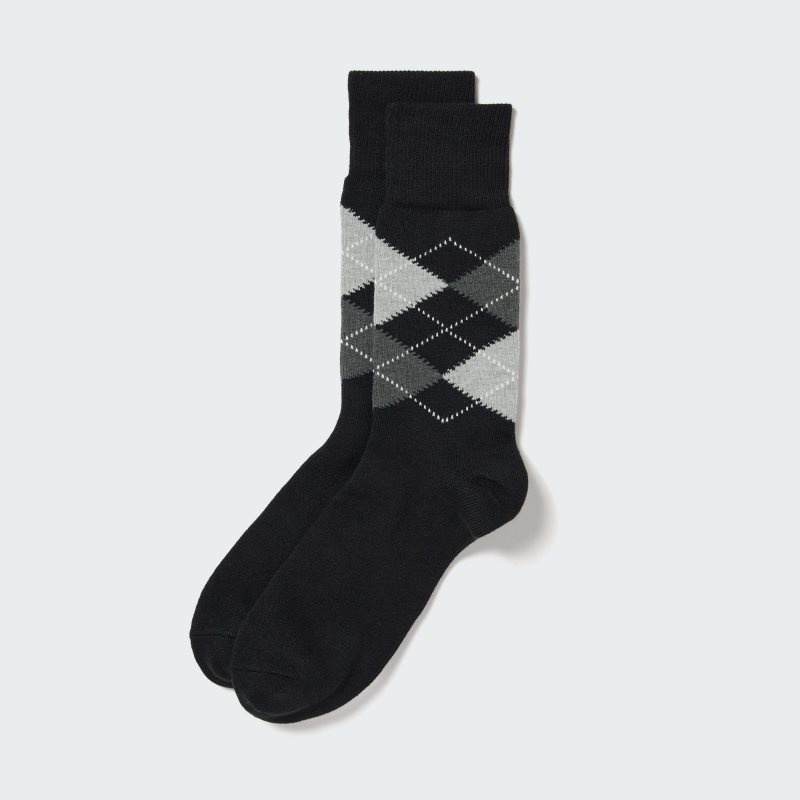 Men Uniqlo Argyle Socks Black | 2030073