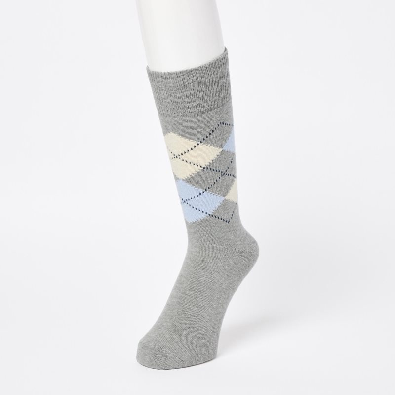 Men Uniqlo Argyle Socks Grey | 4345744