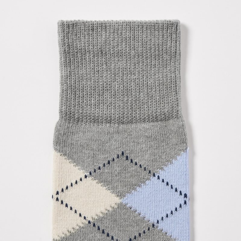 Men Uniqlo Argyle Socks Grey | 4345744