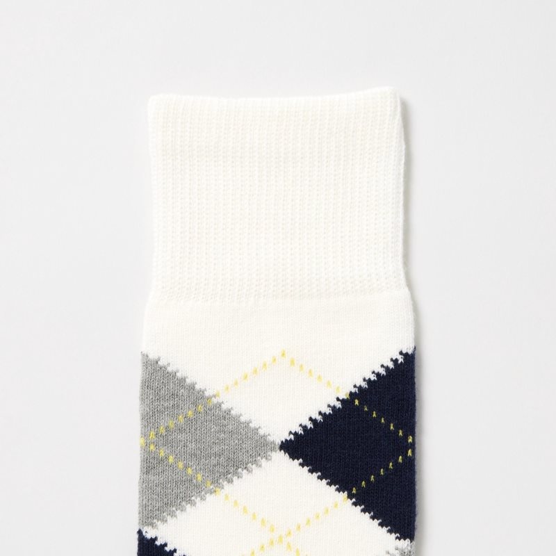 Men Uniqlo Argyle Socks White | 8509660