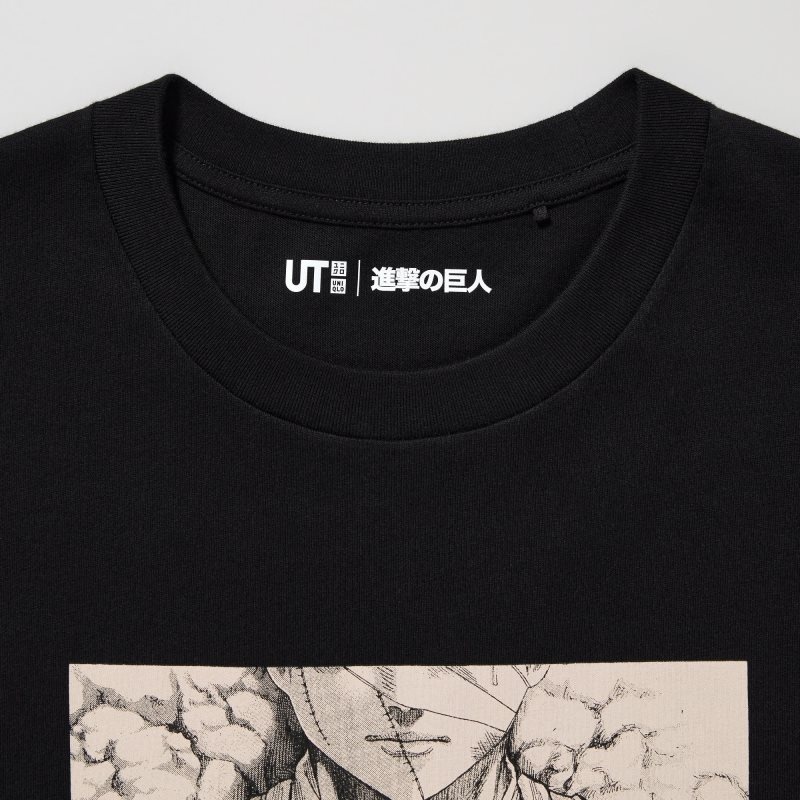 Men Uniqlo Attack On Titan Ut Short-sleeve Graphic Dedicate Your Heart T Shirts Black | 5656875
